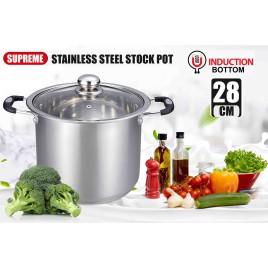 Supreme SS Stock Pot with Lid 28cm