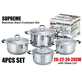 SS Supreme Casserole with Glass Lid 4pc Set