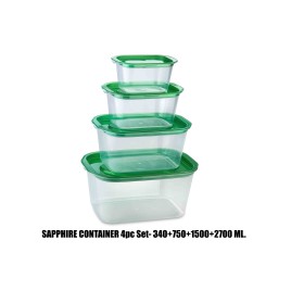 Sapphire Container 4pc Set- 340+750+1500+2700ml