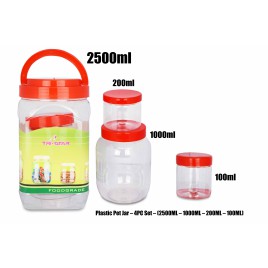 Plastic Pet Jar -4pc Set- 2500+1000+200+100ml