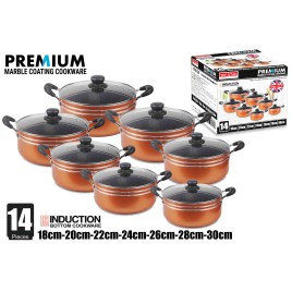 Premium MB Coating Cookware Set 14pcs- Copper